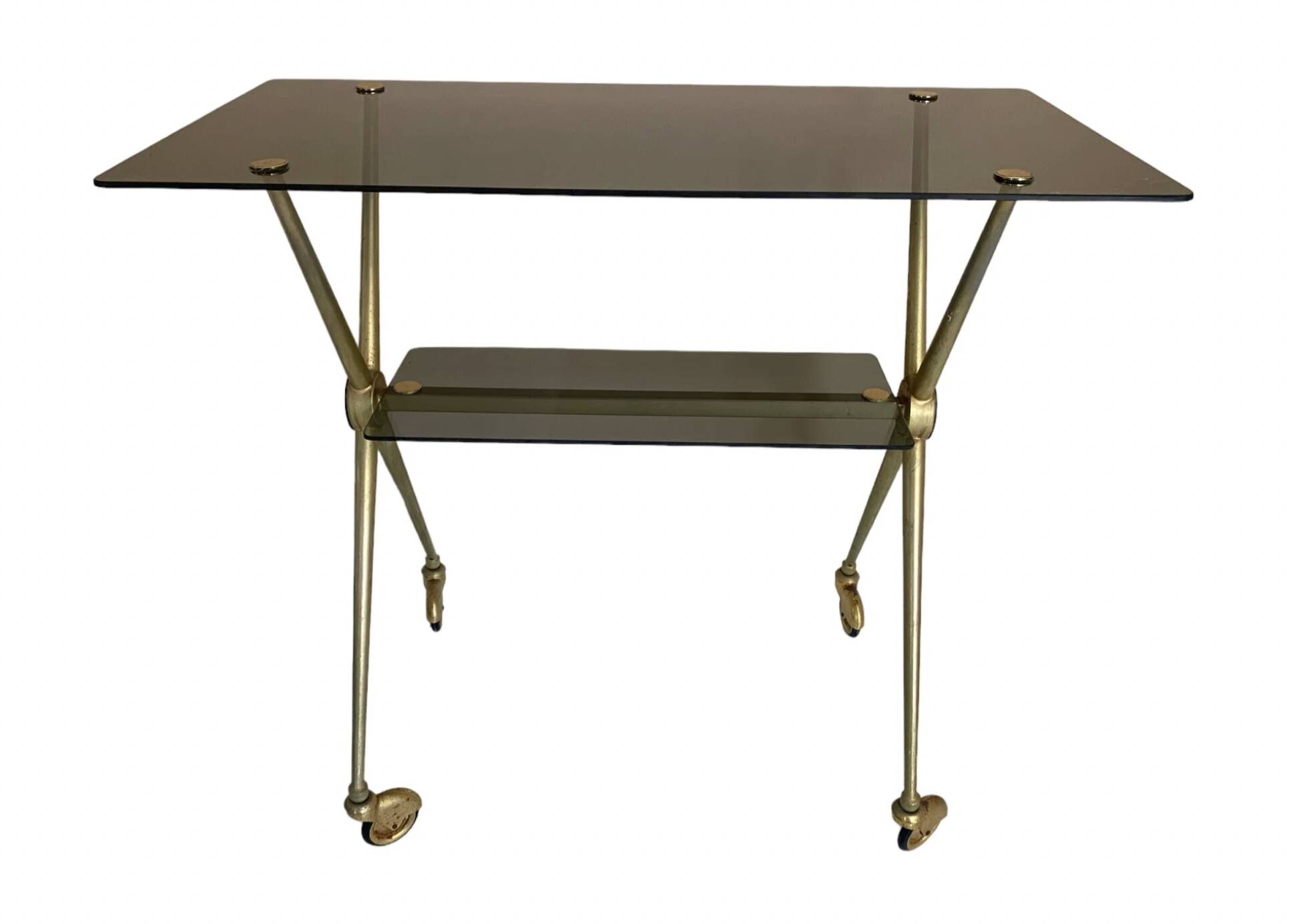 gold plated metal serving trolley