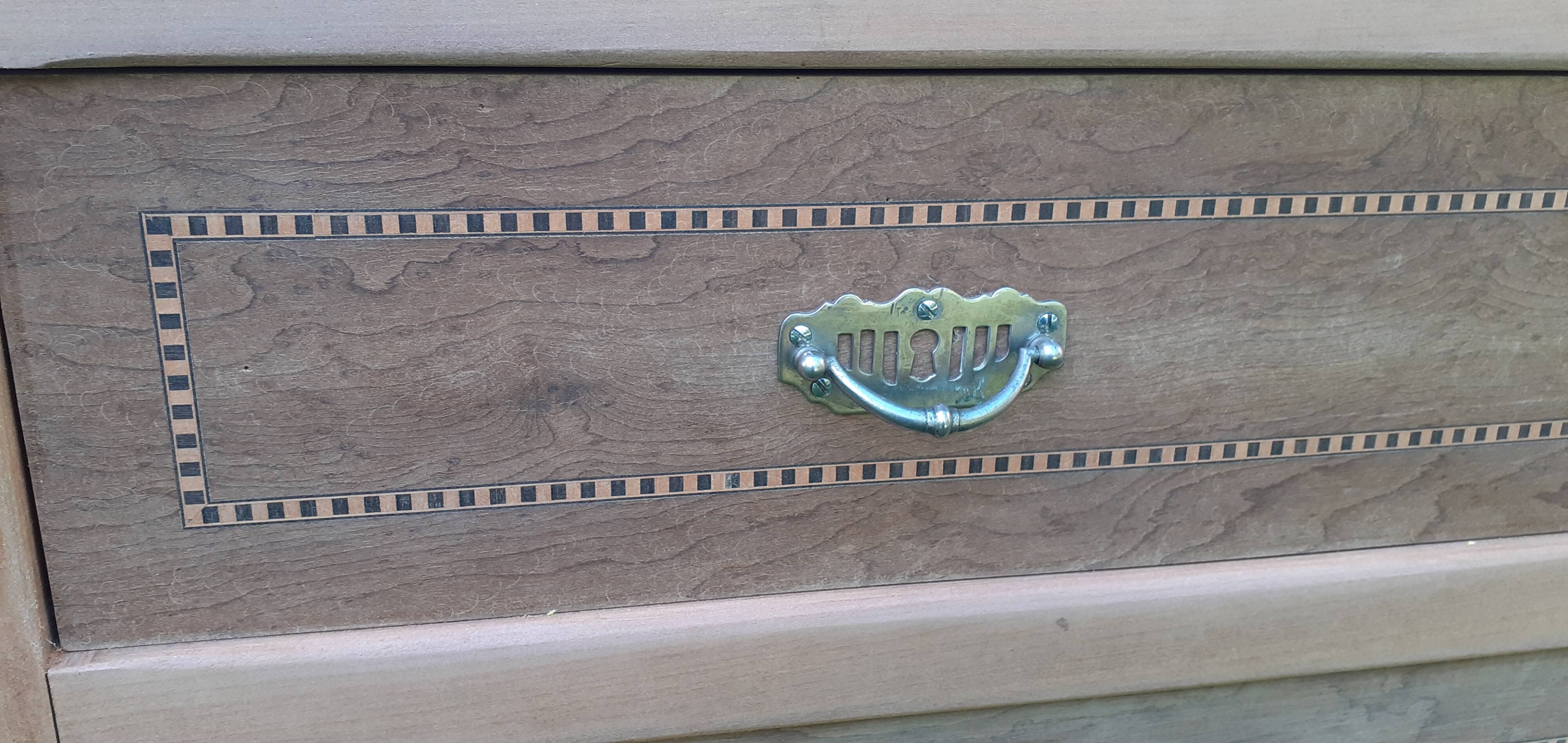 2-door, 1-drawer mirrored cabinet in art deco style, raw oak wood