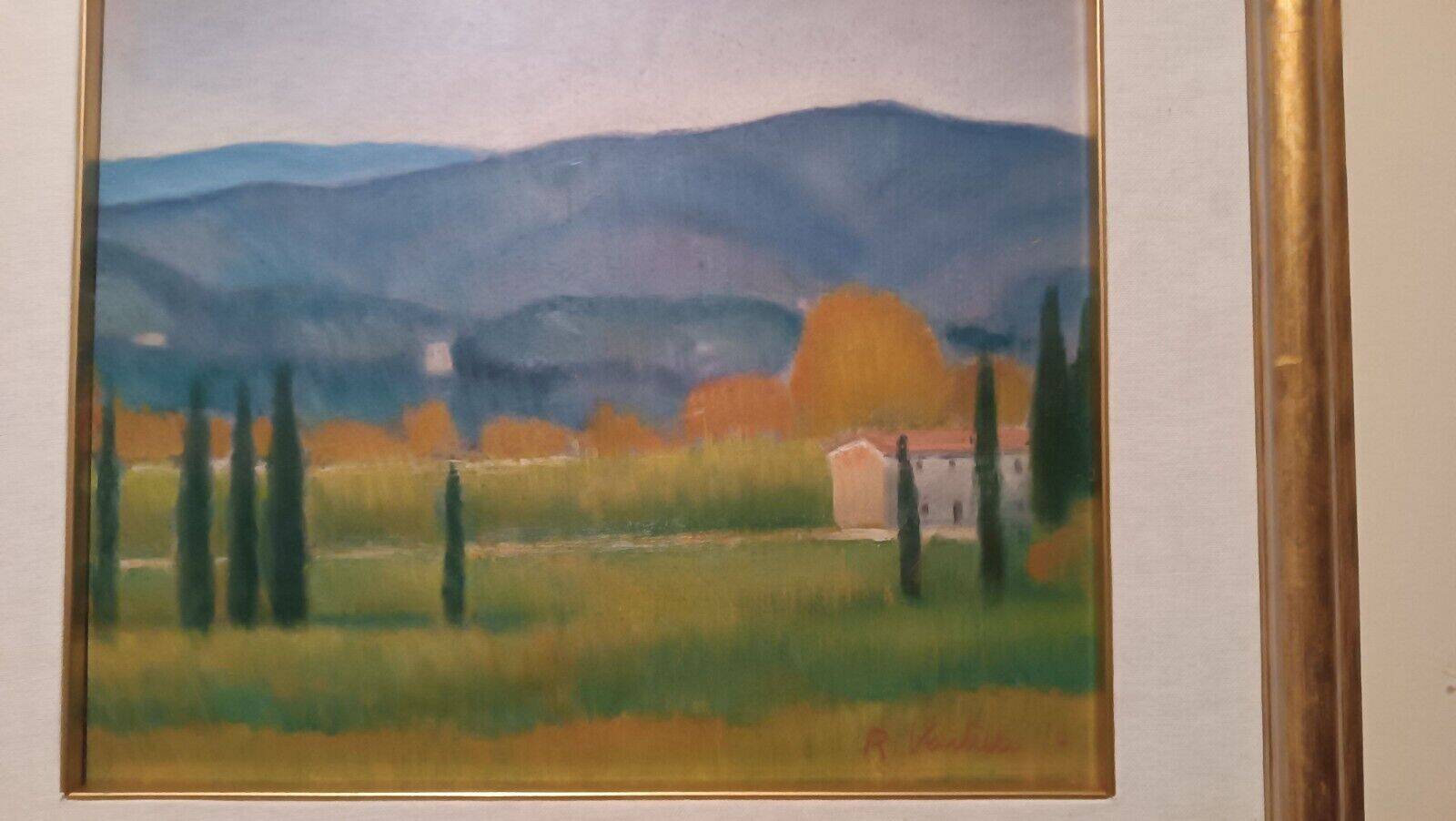 Peinture à l'huile sur toile paysage toscan signé r.venturi