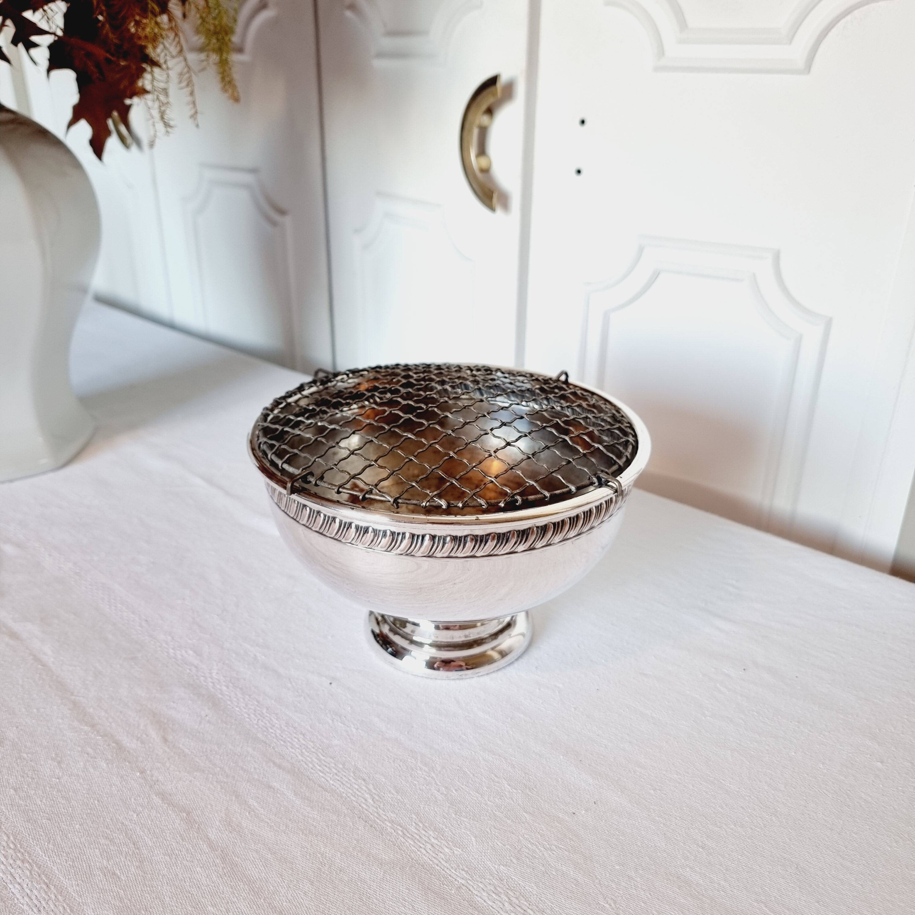 Large silver plated vase or quilted flower vase from the 1950s