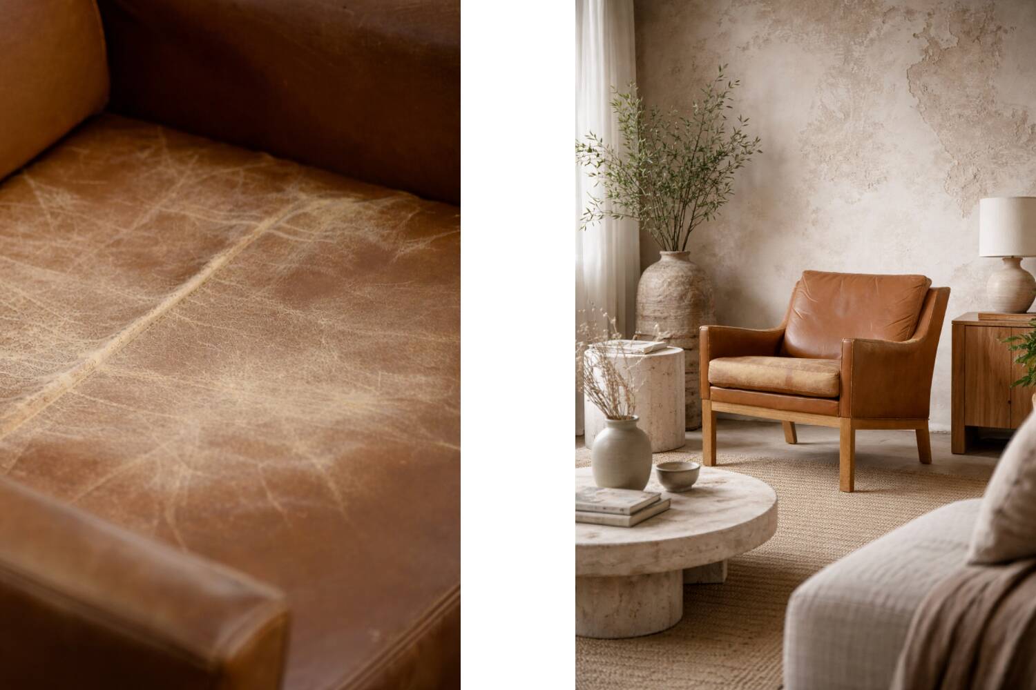 Vintage Mid-Century Danish Modern Brown Leather Easy Chair Model 39