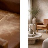 Vintage Mid-Century Danish Modern Brown Leather Easy Chair Model 39