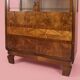 Art Deco display cabinet in walnut veneer and engraved glass, 1920s