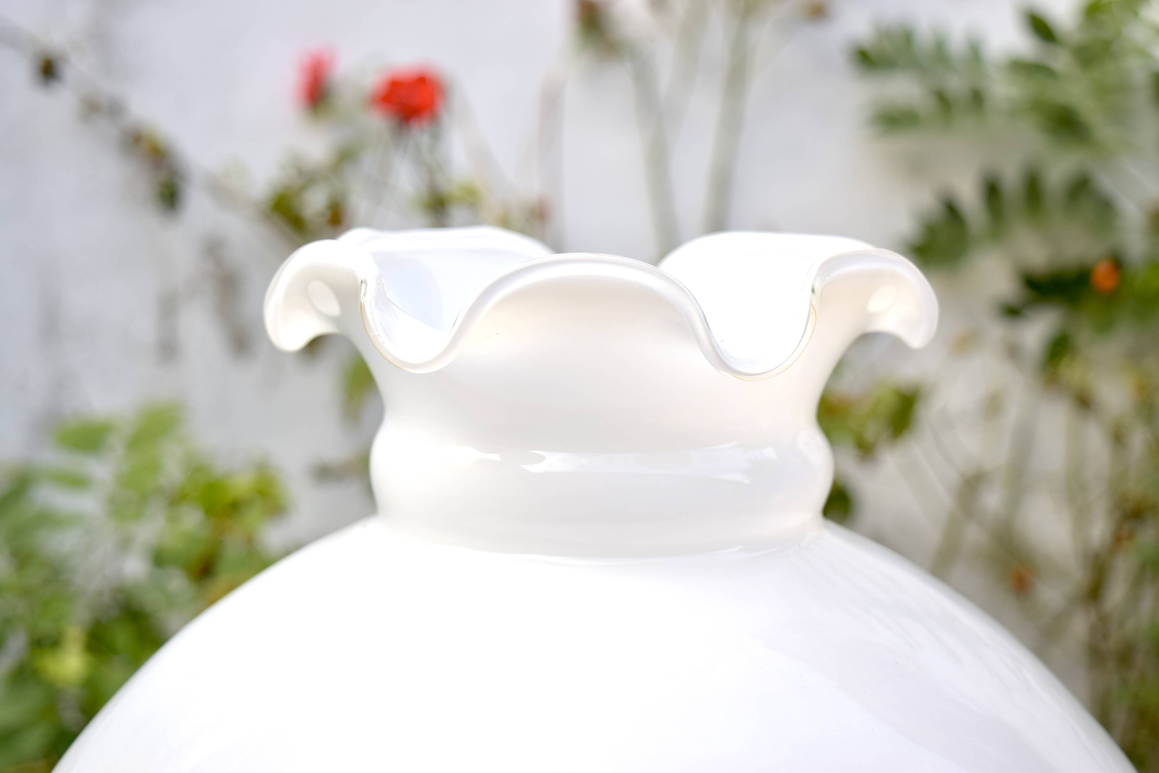 Large vintage lampshade in white opaline