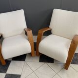 Pair of large rocking chairs reupholstered in White Boucle