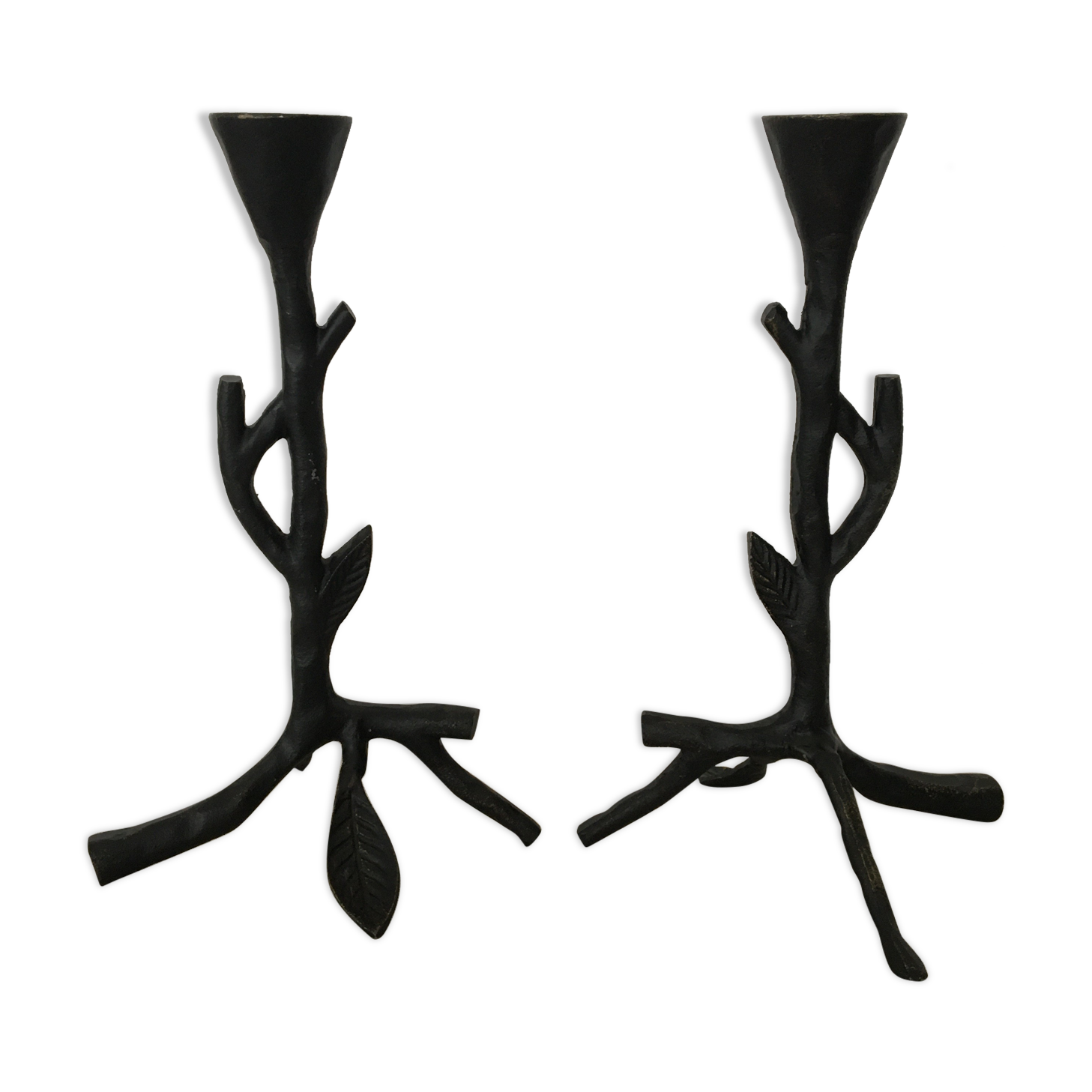 Pair of candle holders branch