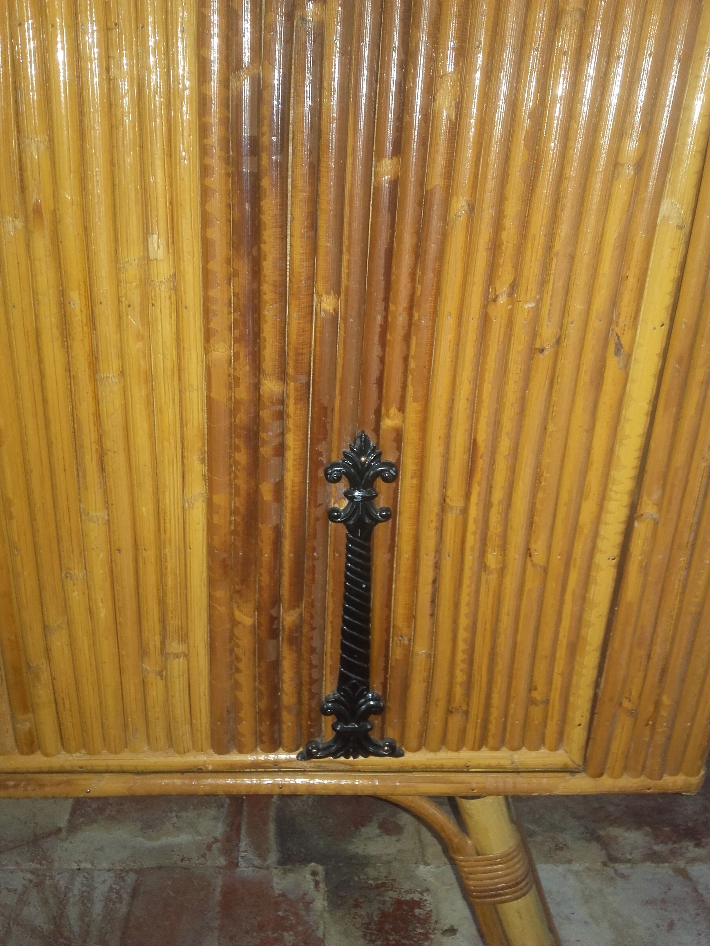 Rattan and bamboo bar cabinet