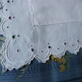 Old pair of pillowcases with openwork embroidery, monogrammed AR, 79x79cm.