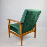 Green Velvet Lounge Chair, 1970s