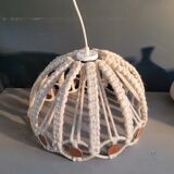 Vintage macramé and wood pendant light