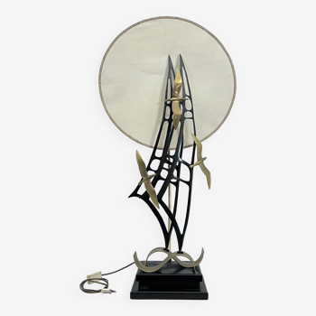 Lanciotto Galeotti, Midcentury Gold-Plated Italian Lamp by L'Originale, 1970s