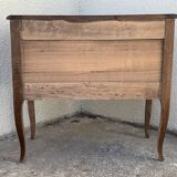 Solid raw walnut sauteuse chest of drawers