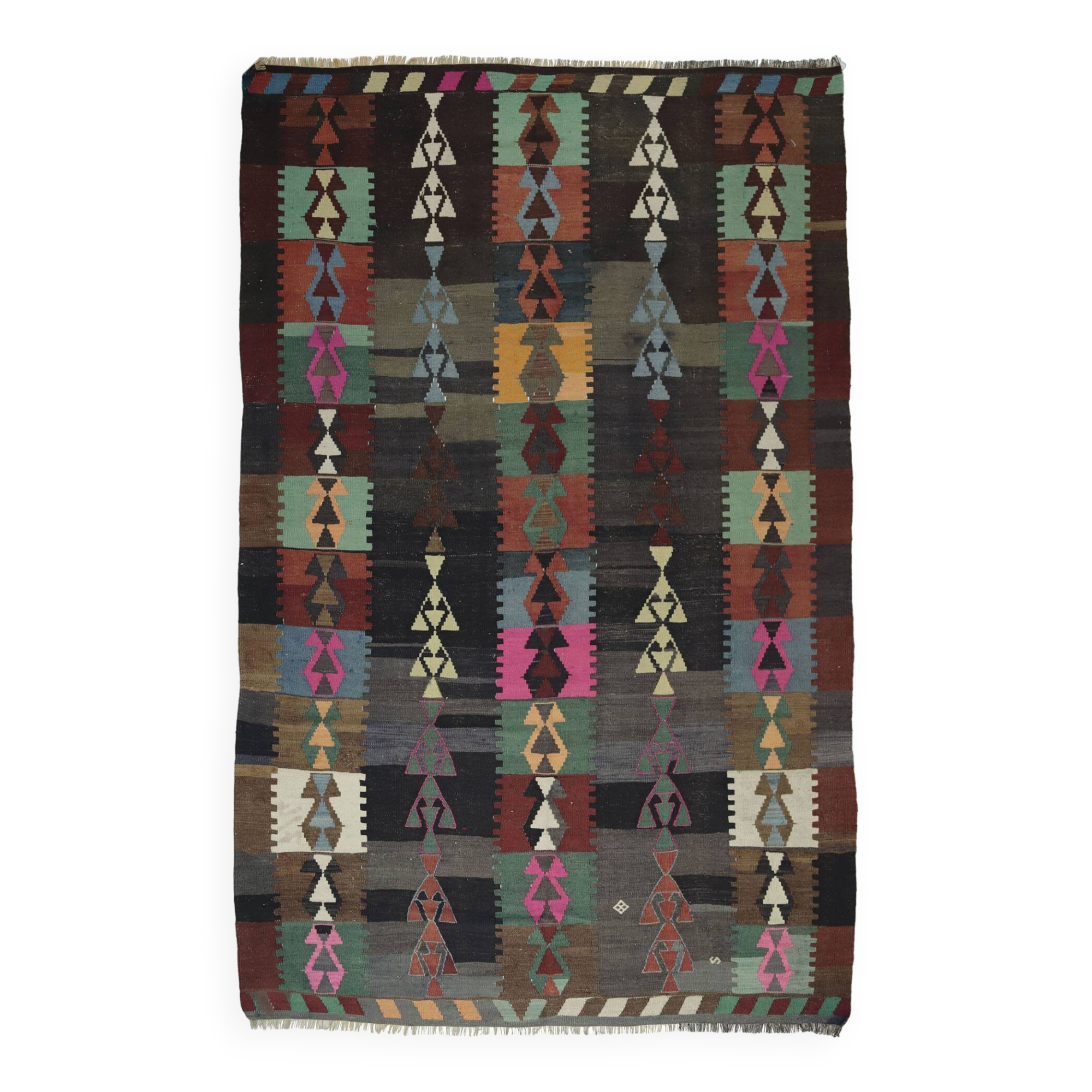 Turkish Anatolian Handmade Vintage Area Kilim Rug 286 cm x 188 cm