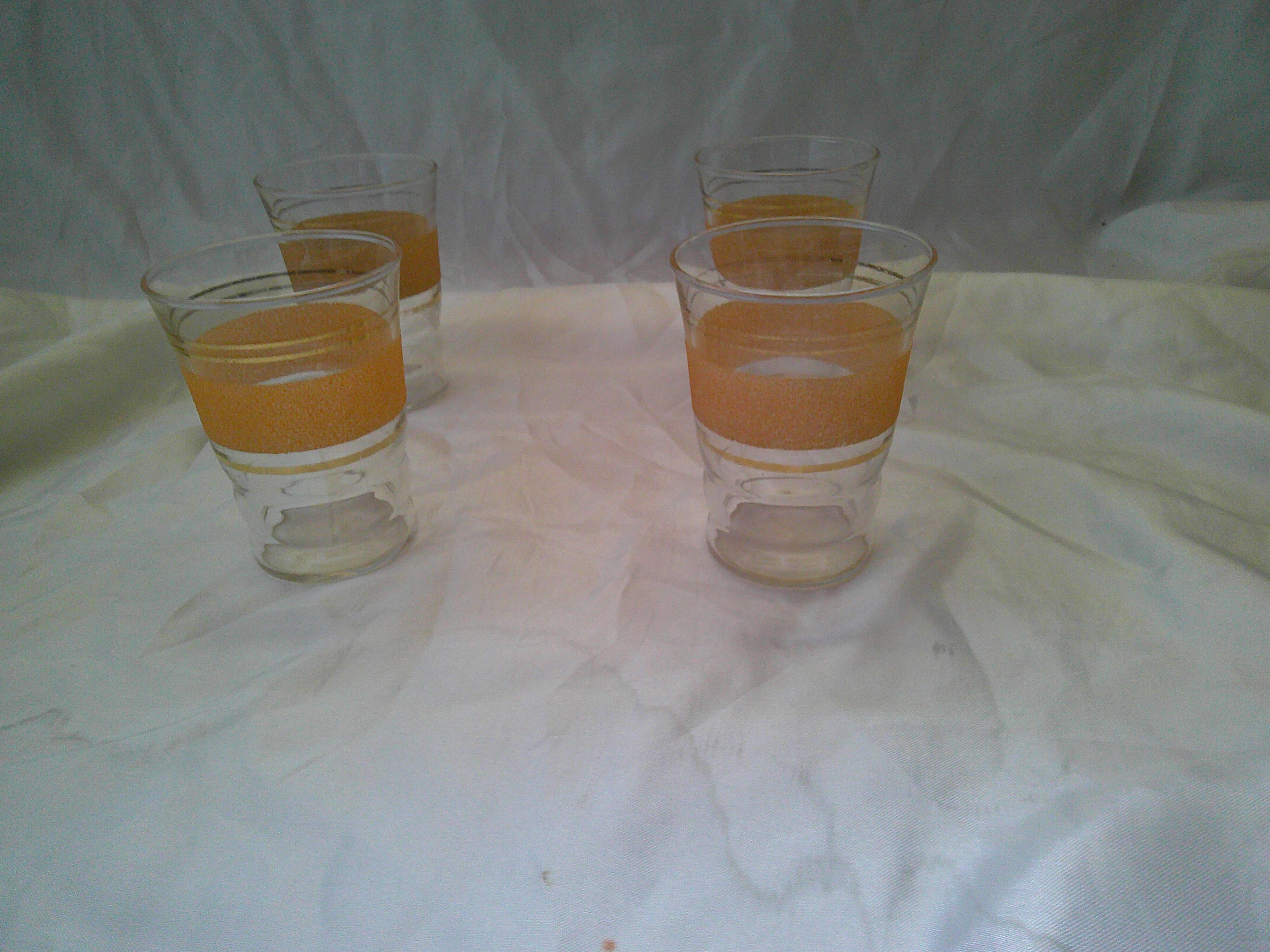 Set of 4 orange granite glasses