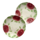 2 old slip plates decorated with roses