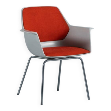 Chaise de salle à manger orange vintage de l'ère spatiale, Italie, années 1970.