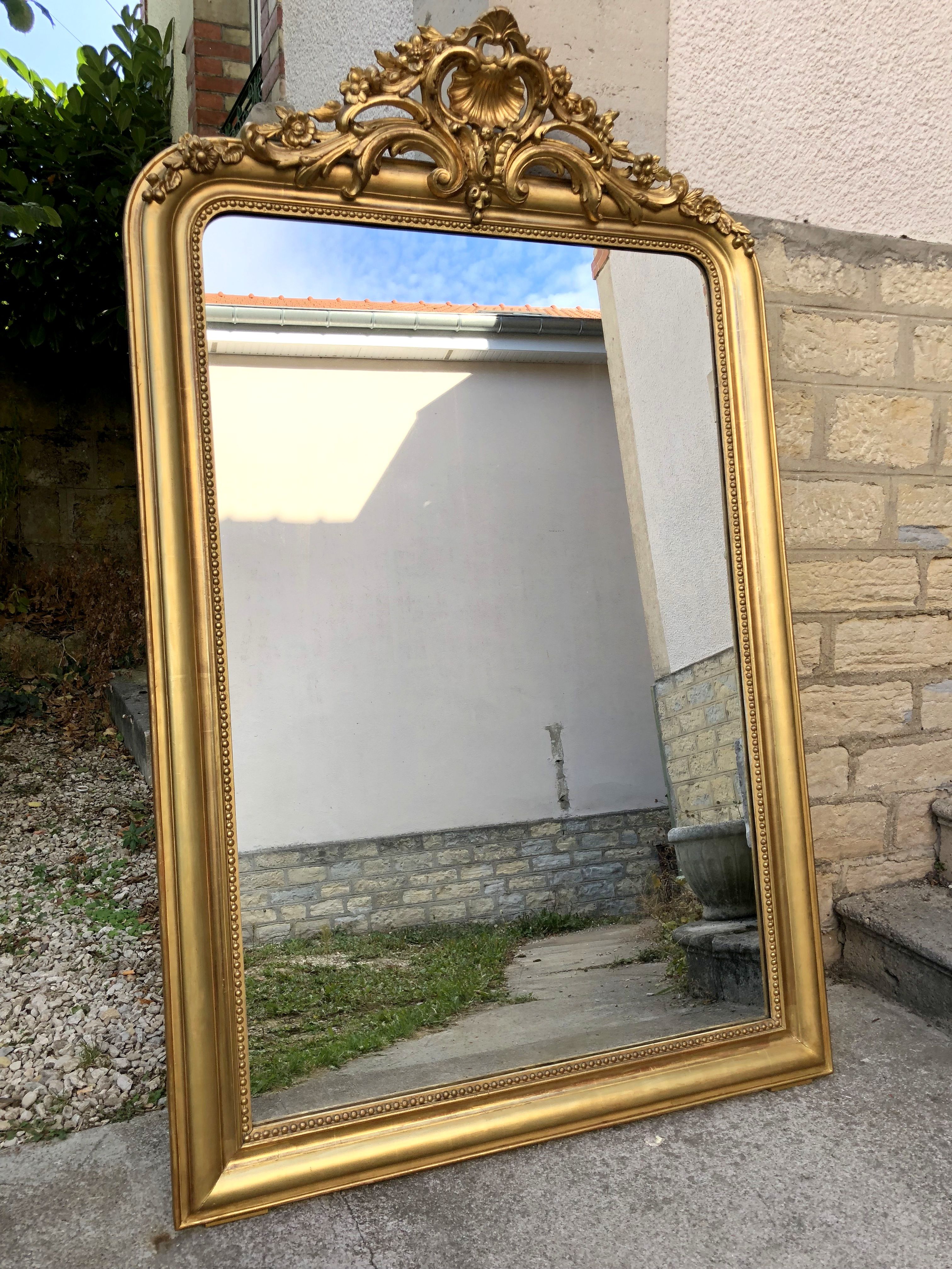 Mirror high 171 cm / 107 cm large mirror louis Philippe Golden has the sheet d gold