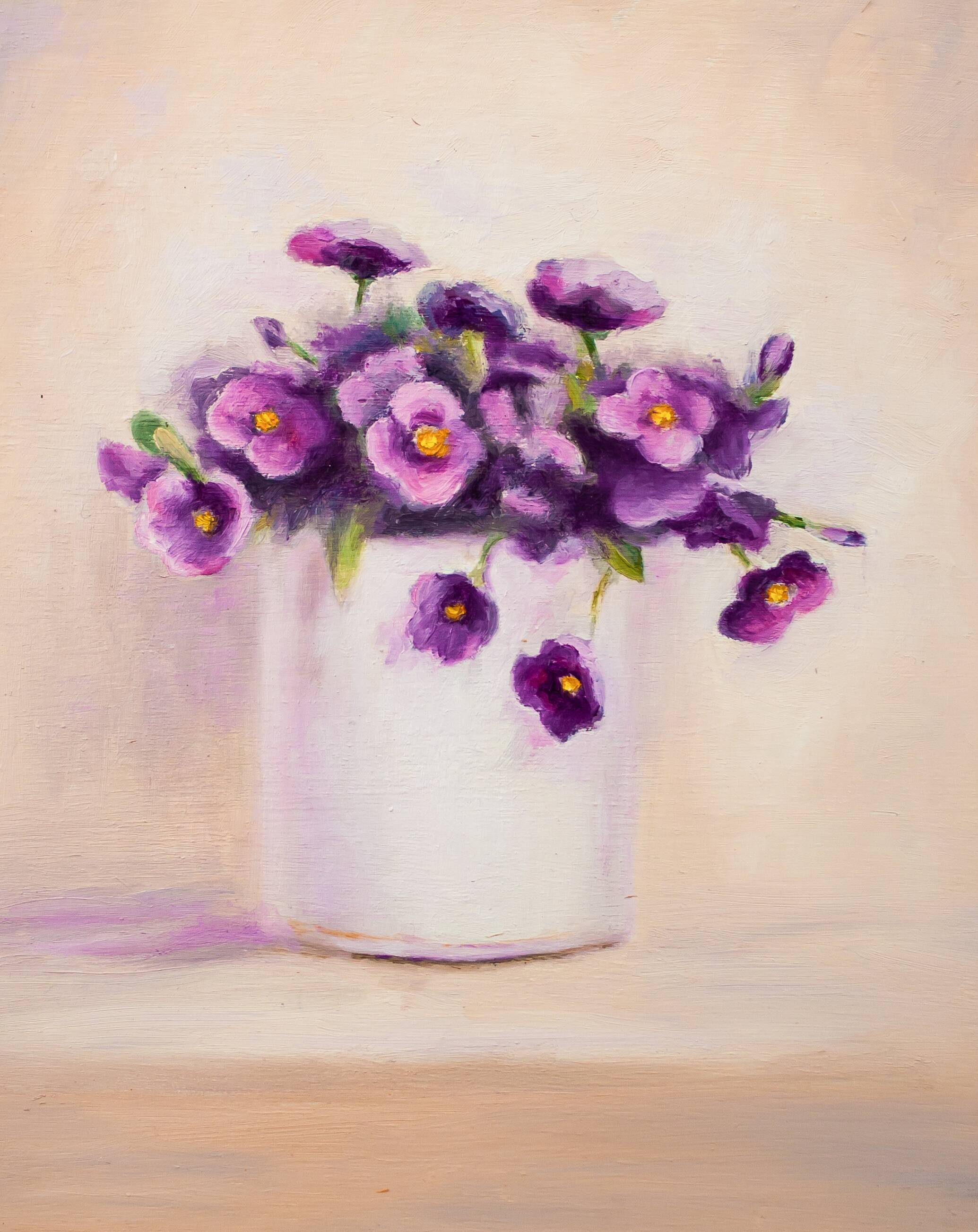 Cuadro al oleo de flores. Flores al oleo.