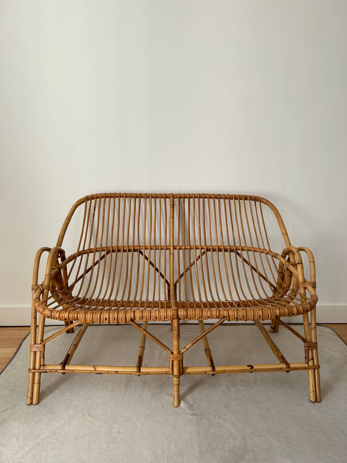 Vintage rattan bench