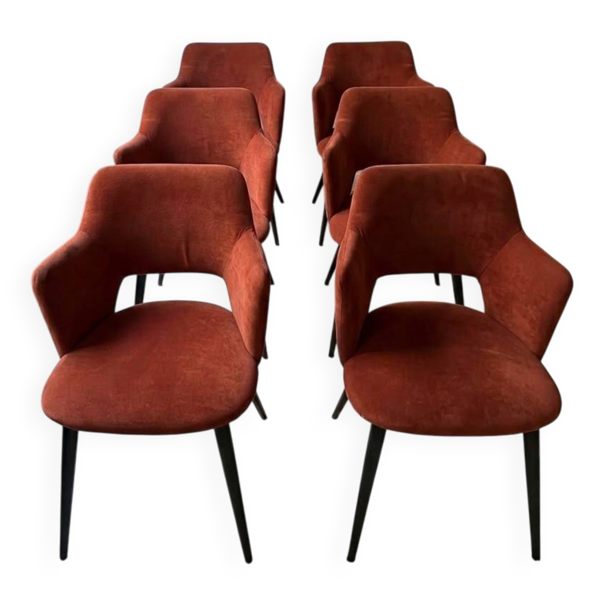 6 vintage red velvet chairs