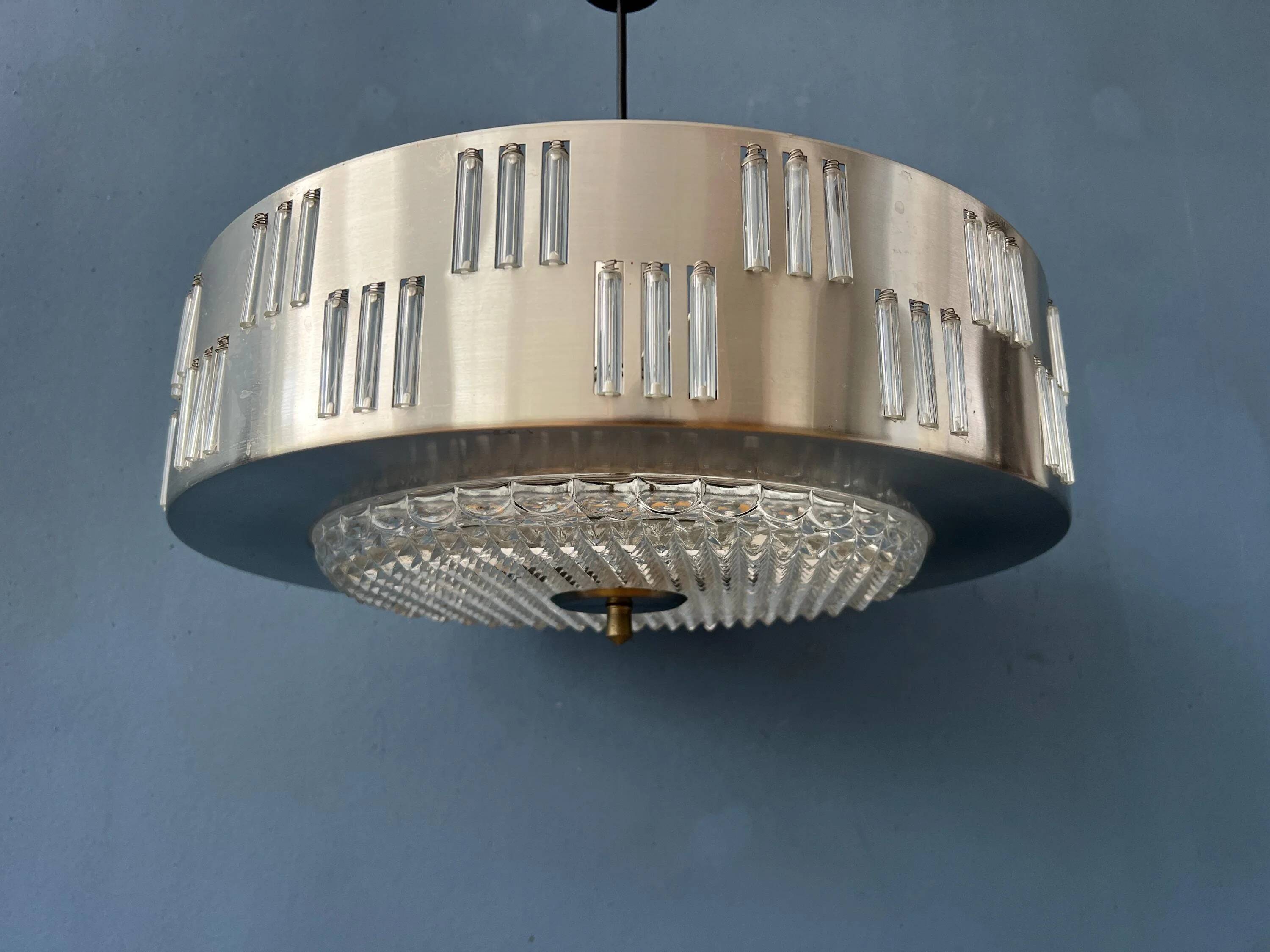 Mid-century crystal glass UFO pendant light