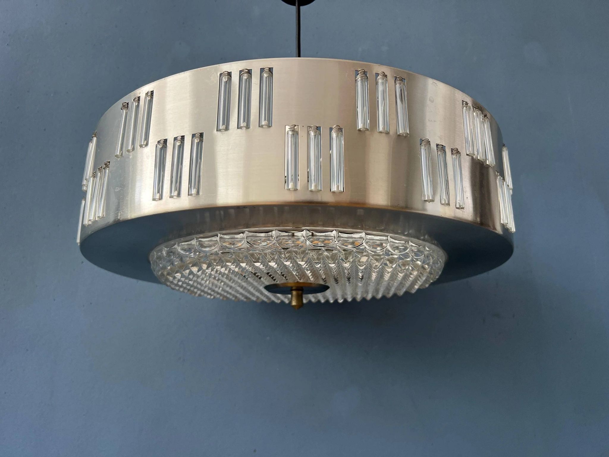 Suspension UFO mid-century en verre cristal