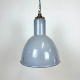 Bauhaus Grey Enamel Industrial Pendant Lamp, 1950s