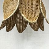Vintage pendant lamp in rattan in the shape of a flower