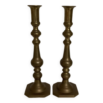 Pair of large brass candlesticks