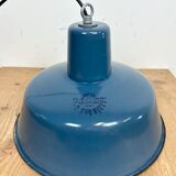 Industrial blue enamel factory pendant lamp 1960s
