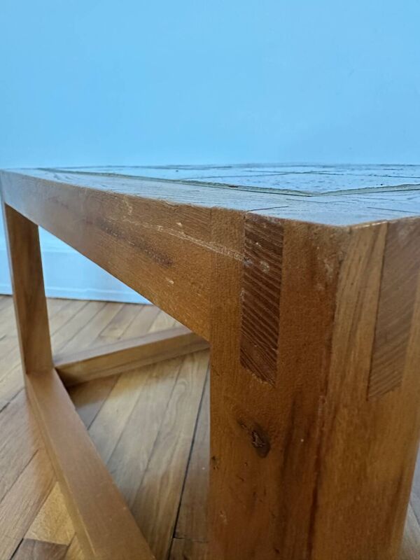 Table basse en orme et céramique, 1970
