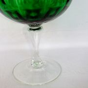 Vase Chalice glass Empoli green centerpiece on foot 38 cm cut collection