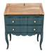 Restored antique drop-leaf secretary – natural wood & Night Blue