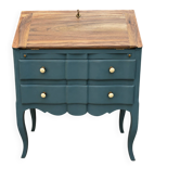 Restored antique drop-leaf secretary – natural wood & Night Blue