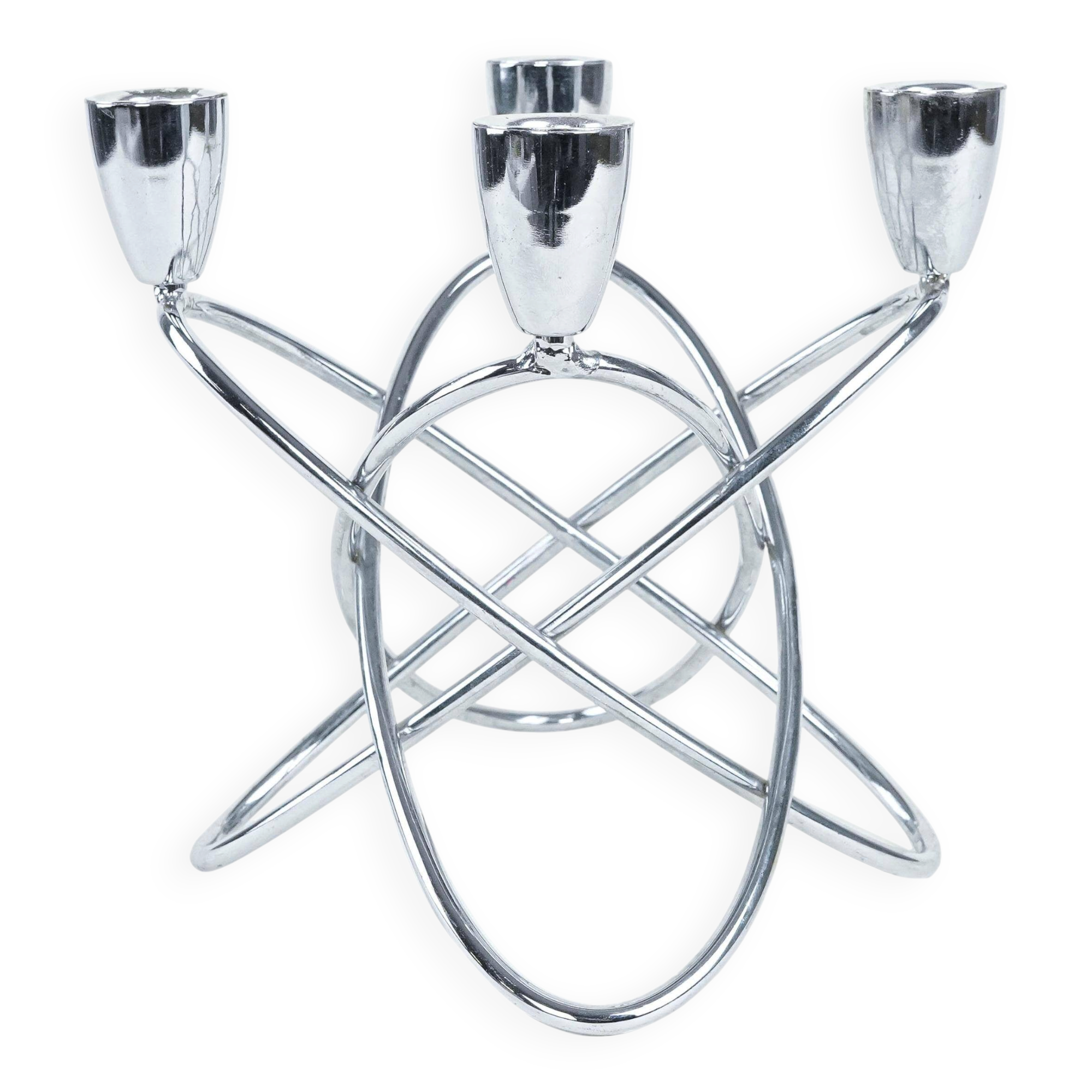 Bougeoir en acier, design danois, années 1970, fabriqué par Georg Jensen