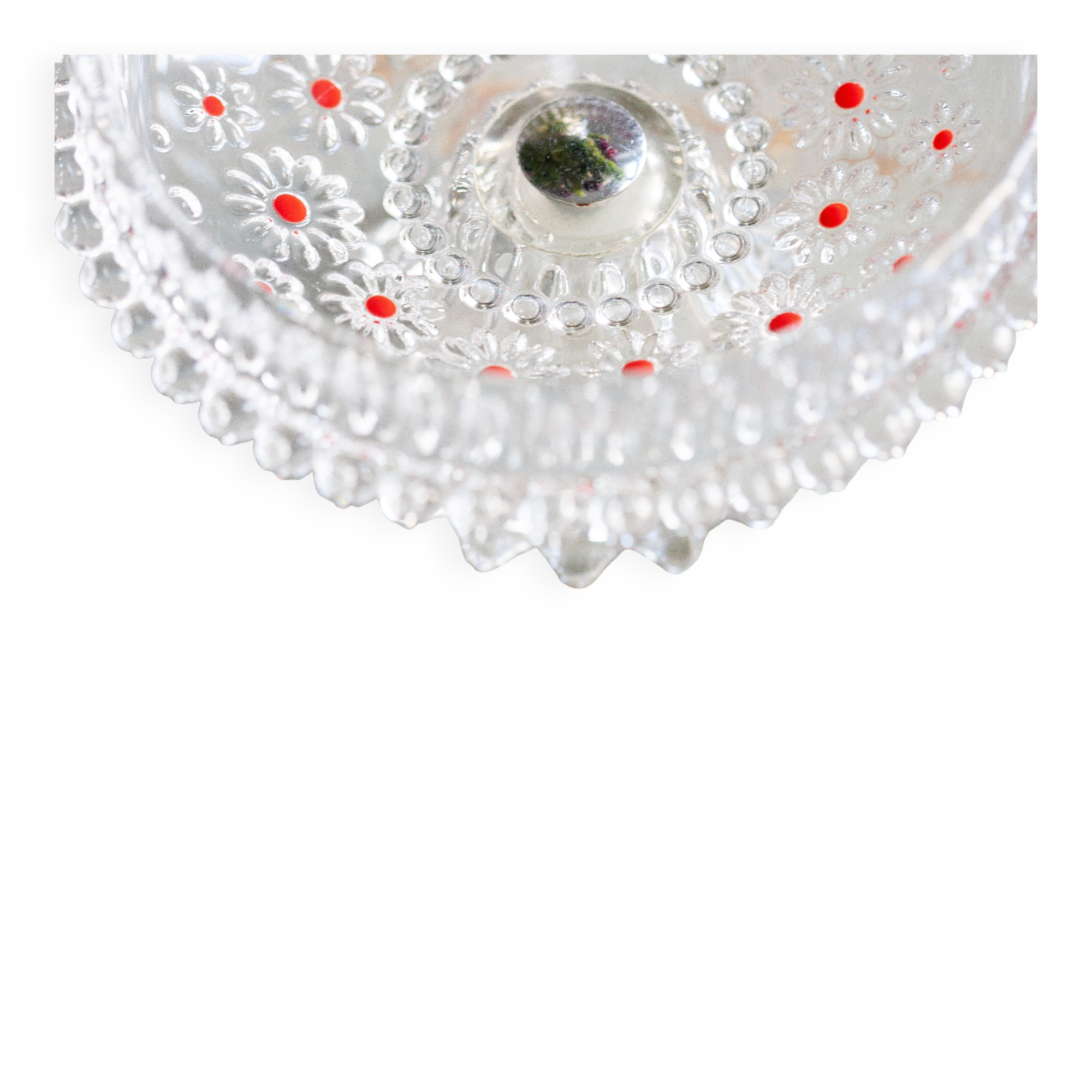 Vintage transparent crystal glass decorative plate, Italy, 1960s.