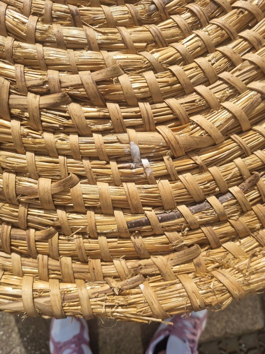 Vintage rattan grain basket