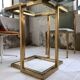 Italy octagonal table 70s glass and brass
