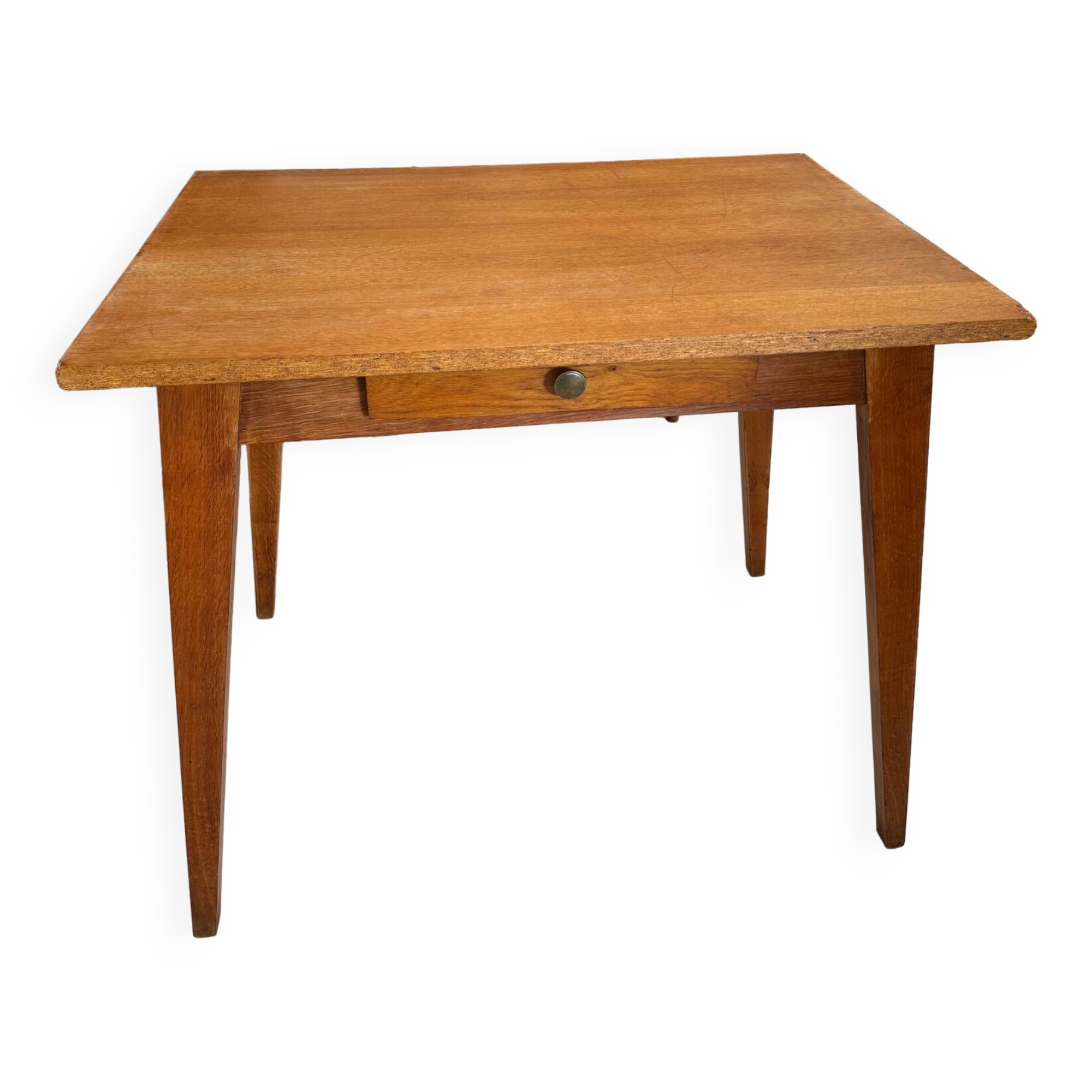 Old wooden desk or side table with compass legs