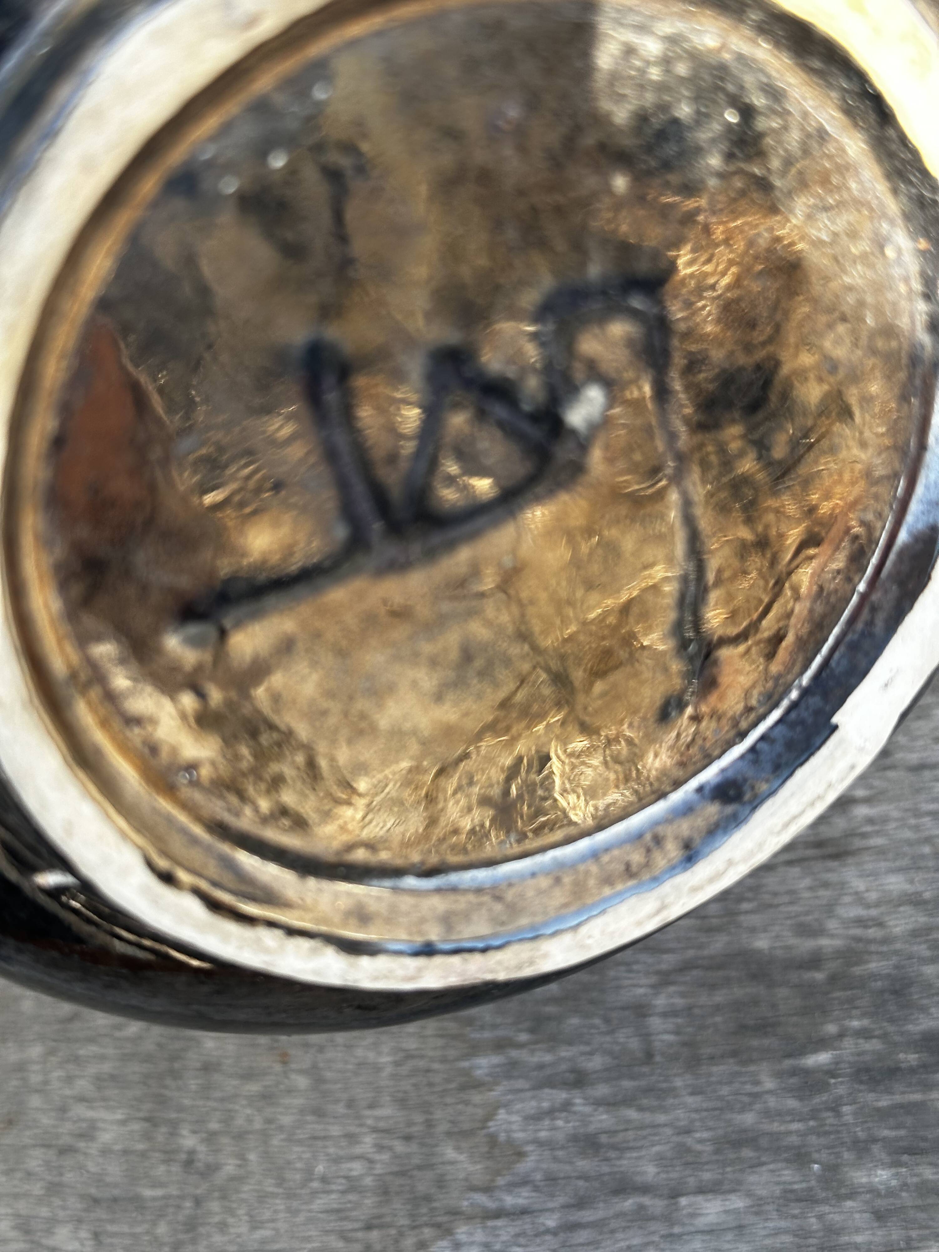 Vintage ceramic vase from Vallauris, signed JAC