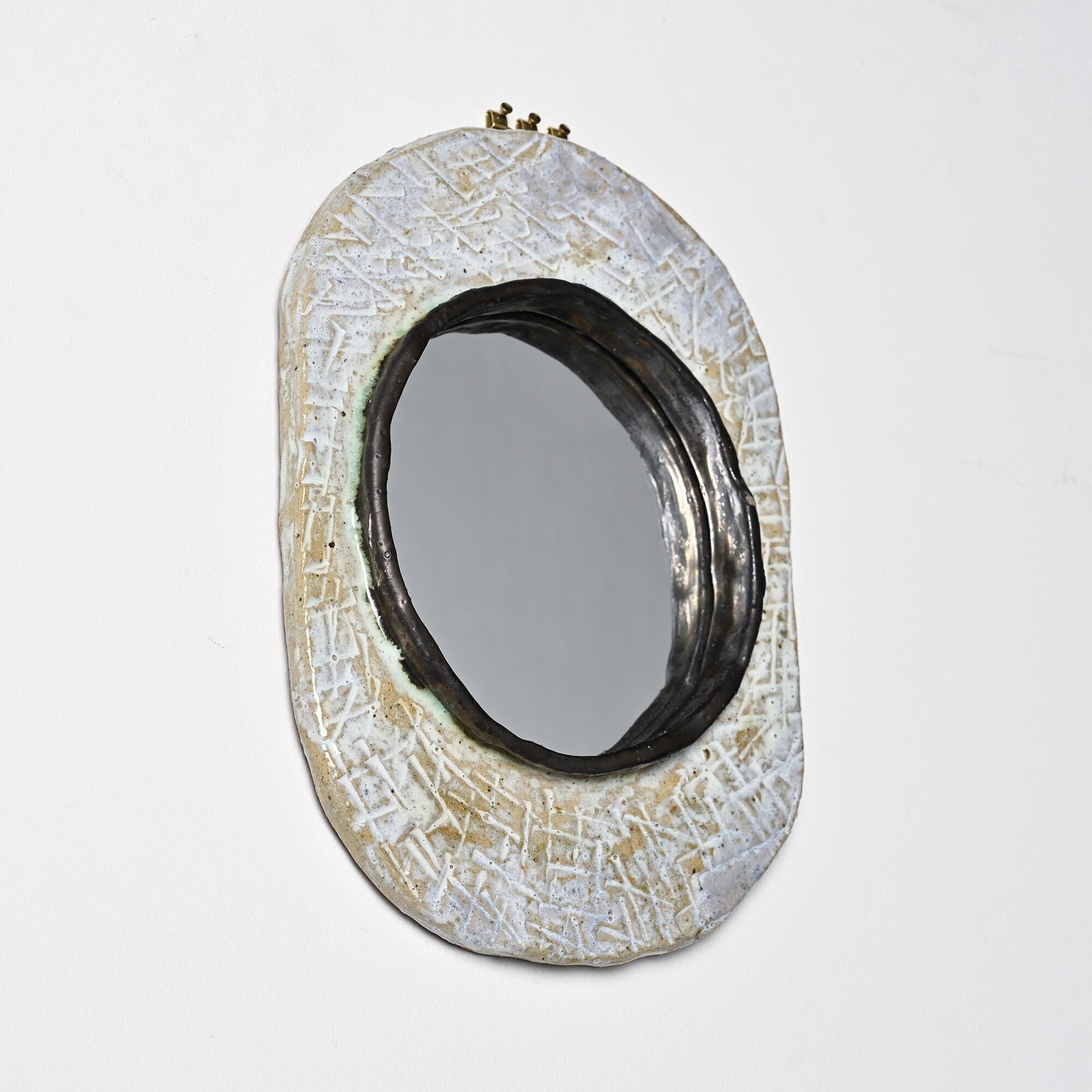 Ceramic mirror by Jean-Pierre Viot, France, circa 1970