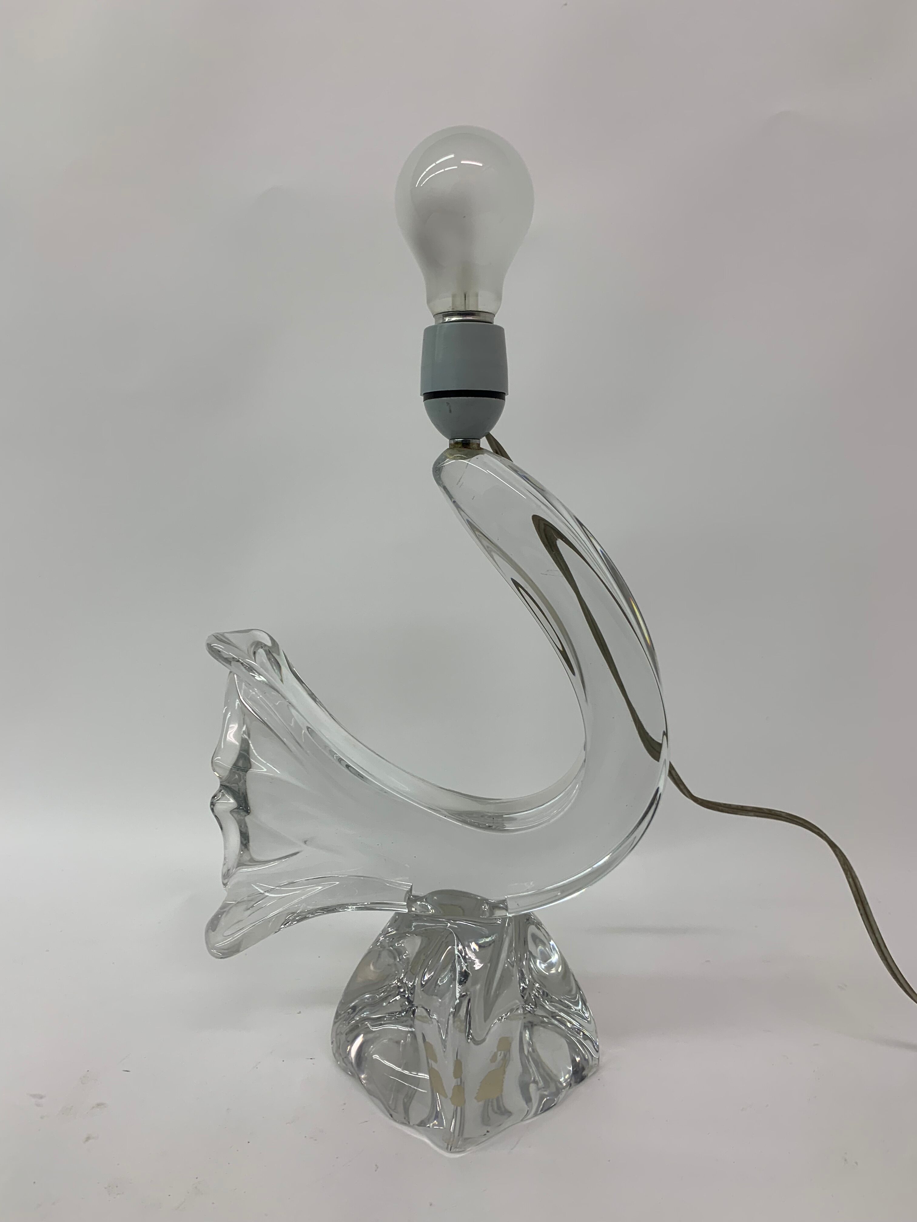 Set of 2 Daum France crystal table lamp , 1950's