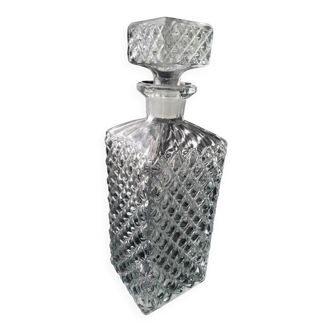 Port or whiskey decanter in diamond-cut glass 1970s