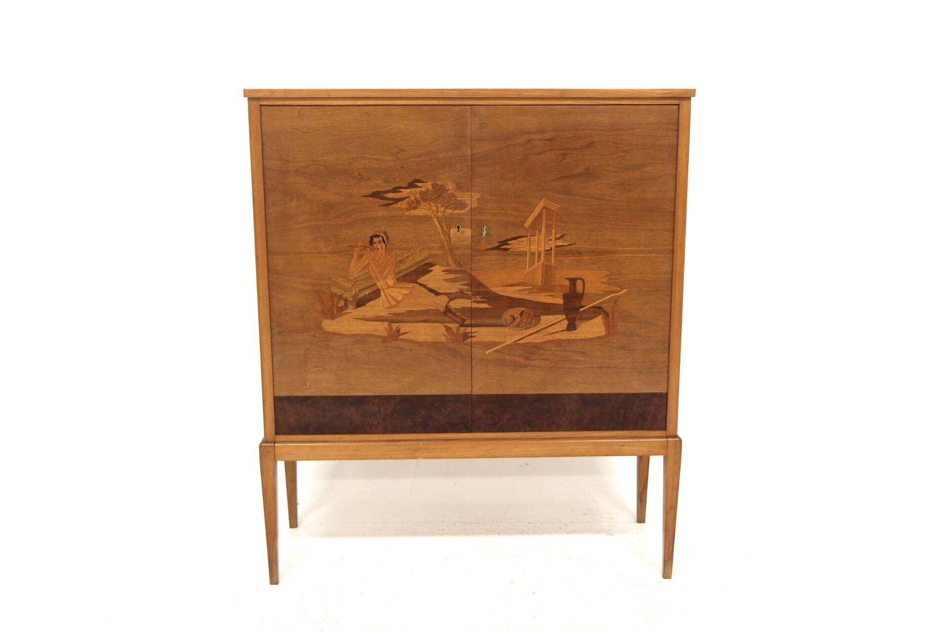 Armoire scandinave en orme, Mjölby Intarsia, Suède, 1950