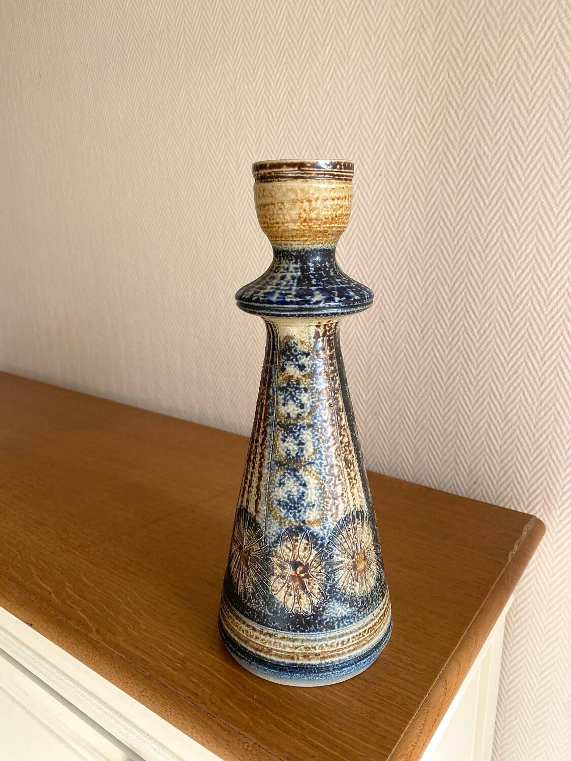 Bougeoir en gres de sel signé Jean-Claude courjault Keraluc Quimper