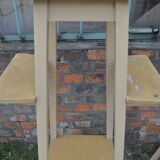 Vintage brown wooden plant stand from the 1940s — elegant footed support.