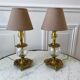 Pair of table lamps in bronze and glass early twentieth century