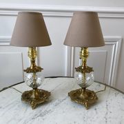 Pair of table lamps in bronze and glass early twentieth century