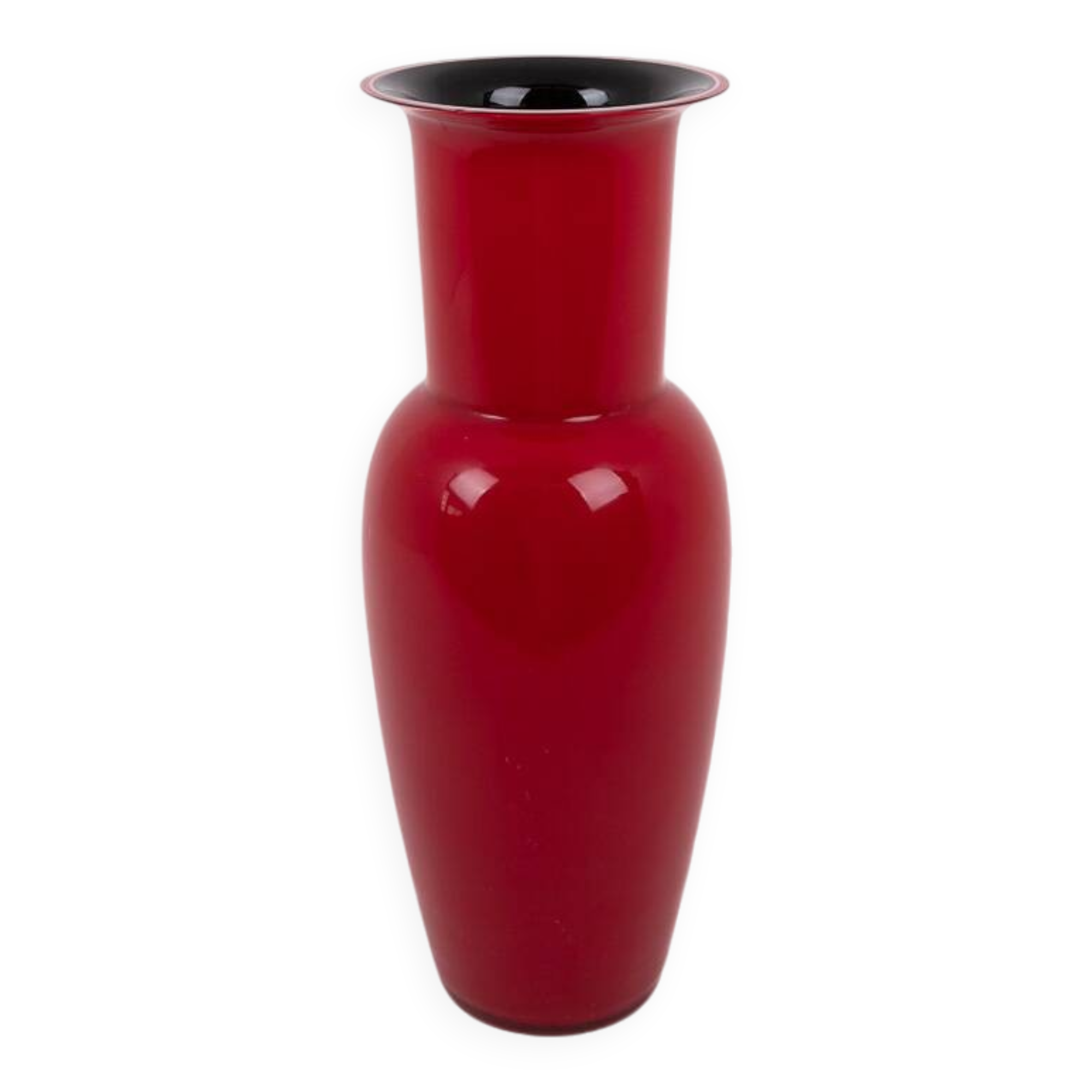 Opalino red vase by Venini