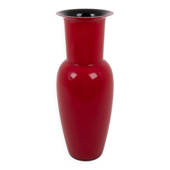 Opalino red vase by Venini